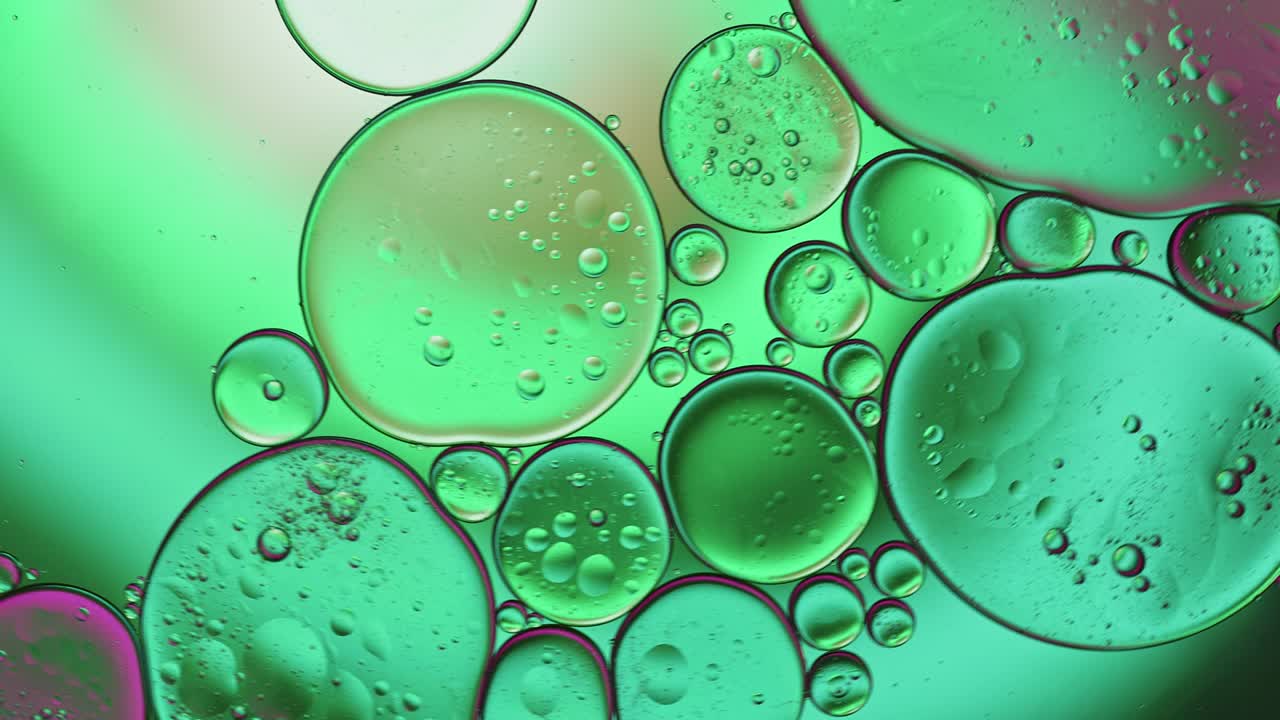 abstract colorido alimentos gotas de aceite burbujas y esferas que fluyen