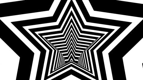 estrella hipnótica animada con fondo de bucle sin costuras blanco y negro.