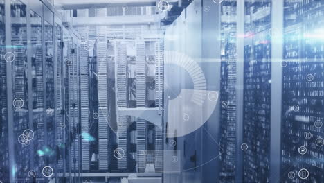 icons and computer servers generate data processing, connections and digital interface concept