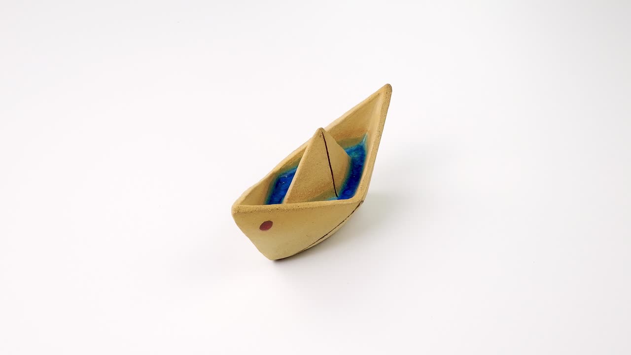 ⁇ 색 배경 비디오에 돌 보트