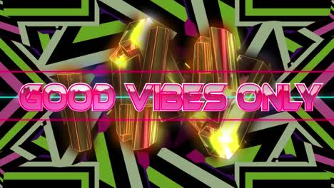 animation of good vibes only in digital abstract kaleidoscopic space