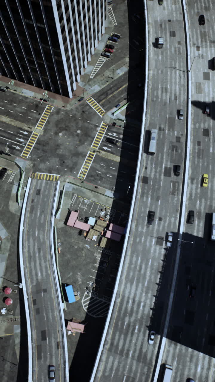 vista aérea de una intersección de la ciudad ocupada