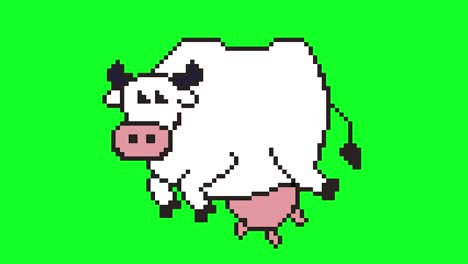 arte de píxeles vaca flotante en pantalla verde