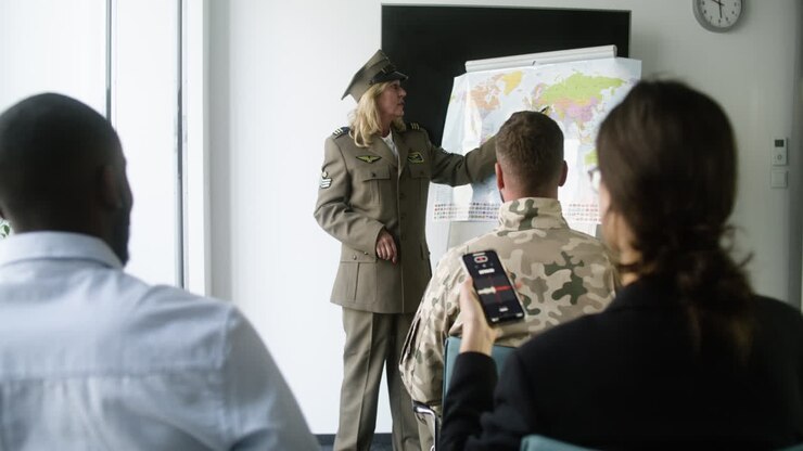 Woman with a map at the conference
