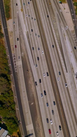 los angeles downtown drone shot. aerial view of american city. vertical video