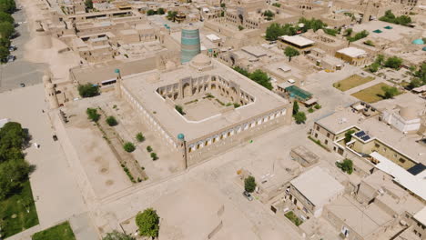 old town of khiva in uzbekistan on a sunny summer day - aerial drone shot