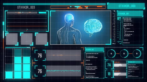 animation of human brain and digital data processing over screens