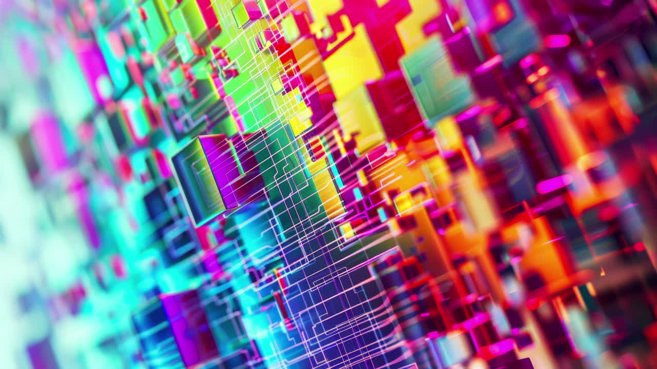 생성 ai로 만든 데이터와 코드의 추상적인 도시 장면