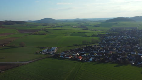 aerial view of a german village and farmland