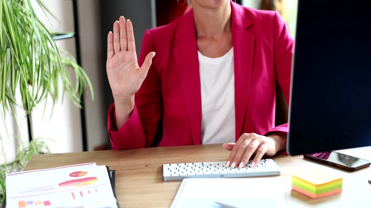 Businesswoman working at her desk in the office