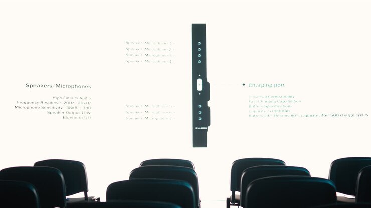 Tom konferencesal til event, der introducerer et nyt mobiltelefonprodukt