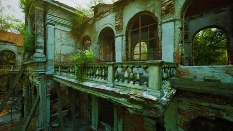 ruins of a historic european mansion entwined with natures reclaiming vines