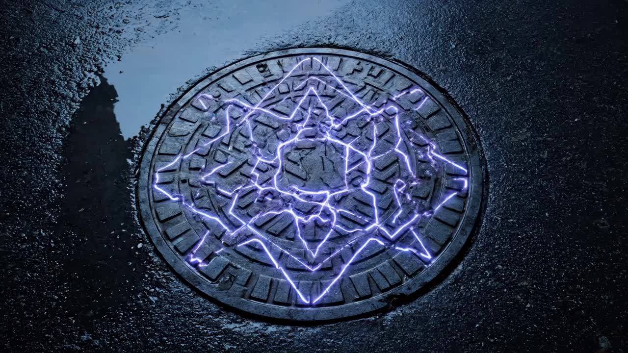 Man Falling Through a Futuristic Portal Tunnel