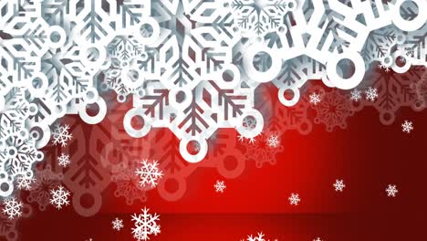 Animation-of-christmas-decorations-on-red-background