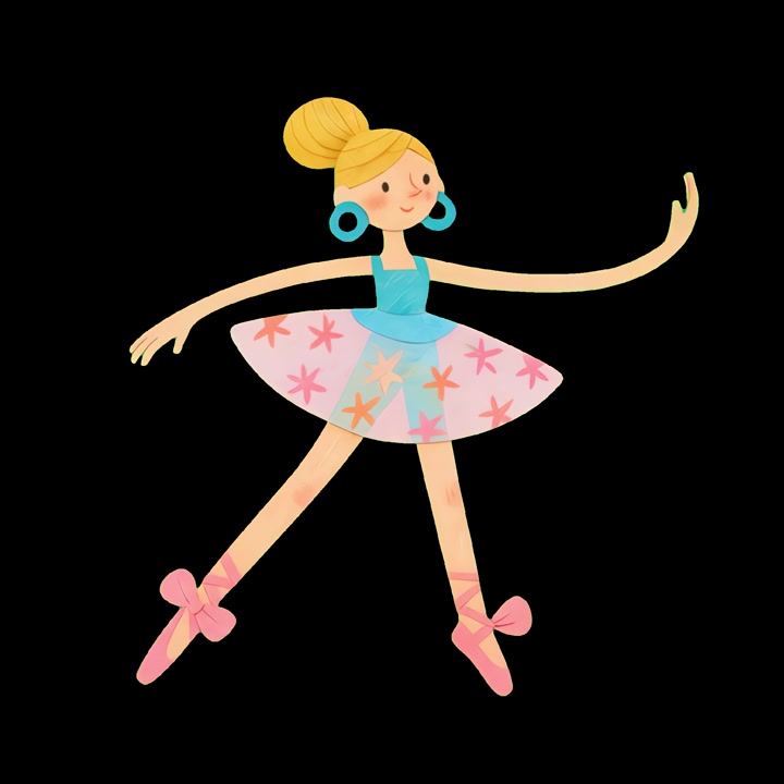 Illustrazione animata di una giovane ballerina che danza