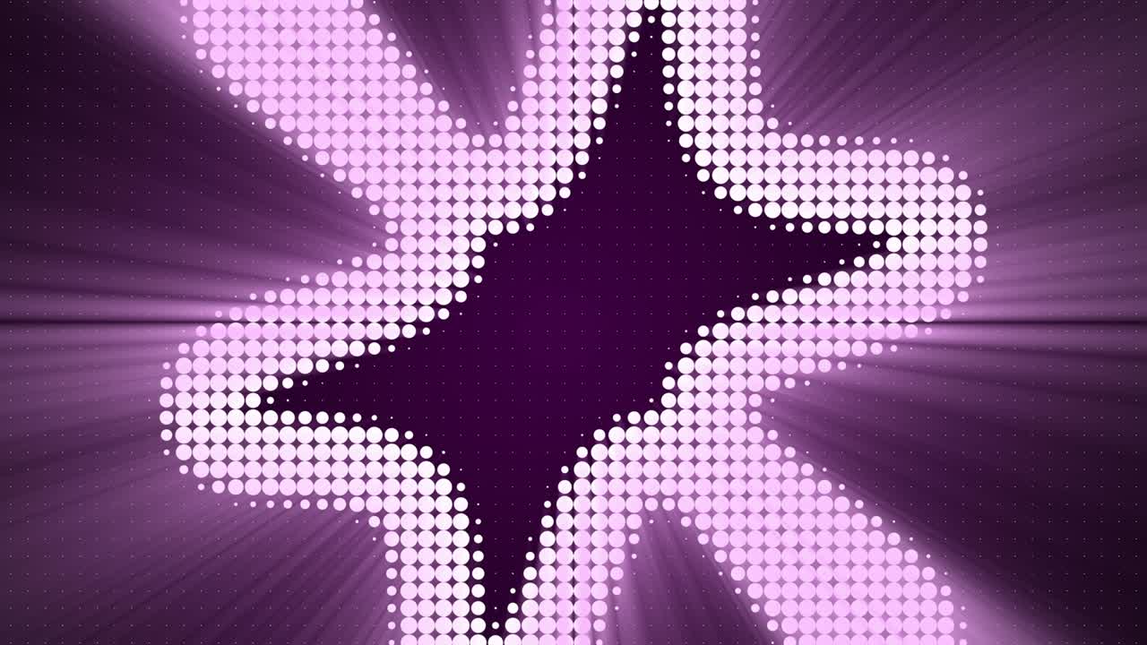 sfondo viola con anello circolare punteggiato illuminato in video 4k.