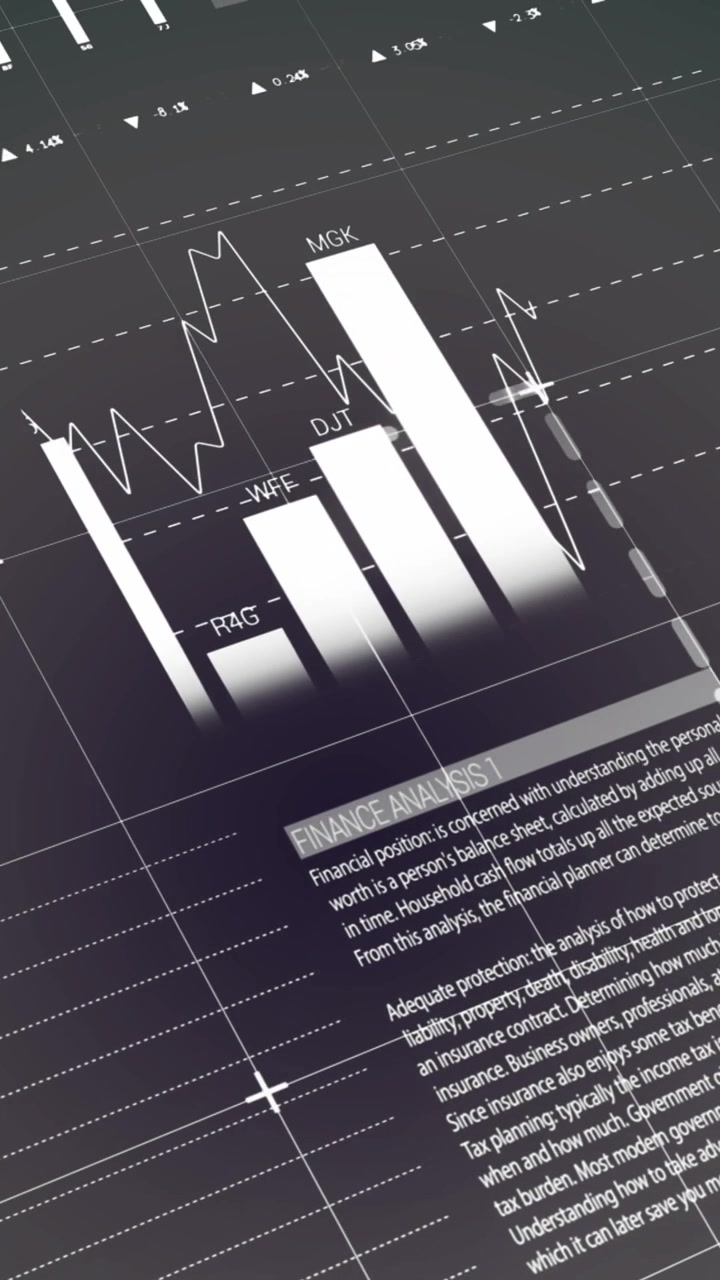 Animazione di interfaccia infografica su sfondo astratto