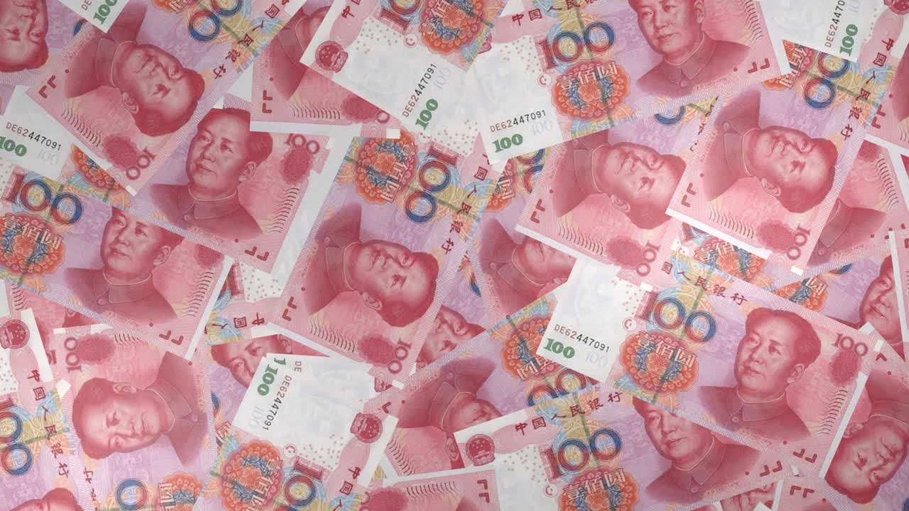 Fondo de billetes de 100 yuanes chinos. Muchos billetes.