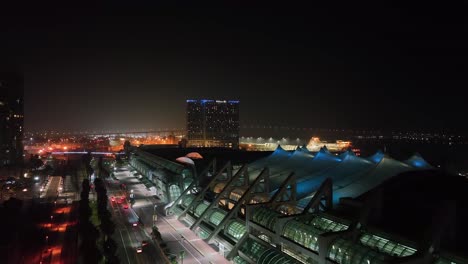 san diego convention center at night - aerial view