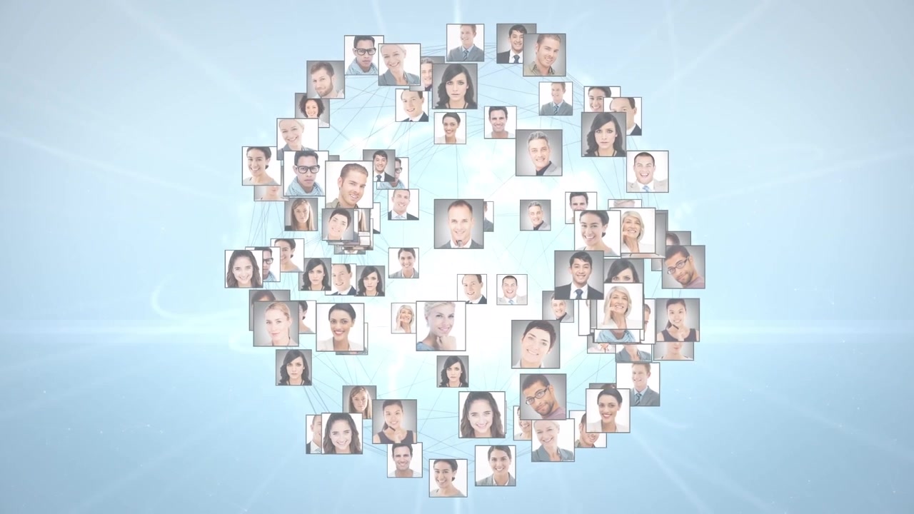 Rete digitale di ritratti di professionisti diversi