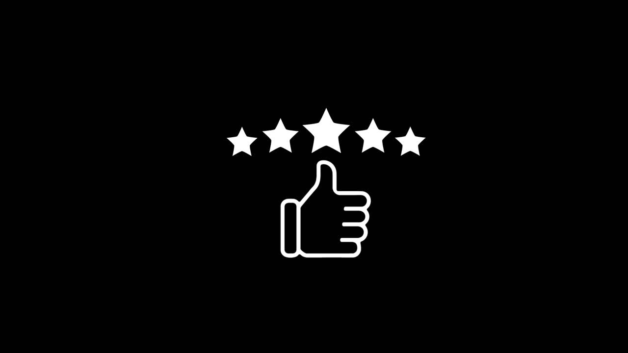 4k customer review icon quality rating feedback five stars line symbol animation background customer