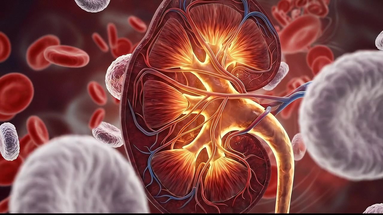 Microscopic View of Polycystic Kidney Disease showing Cellular Damage and Infiltration