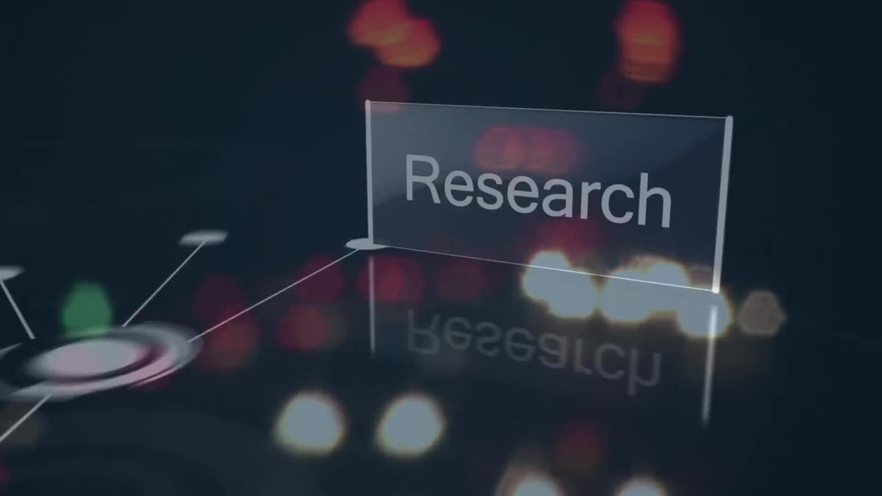 Animation of network of connections over glowing lights on dark background