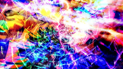 colorful rainbow spiral and frozen unmoving thunderbolt - 4k seamless loop motion background animation