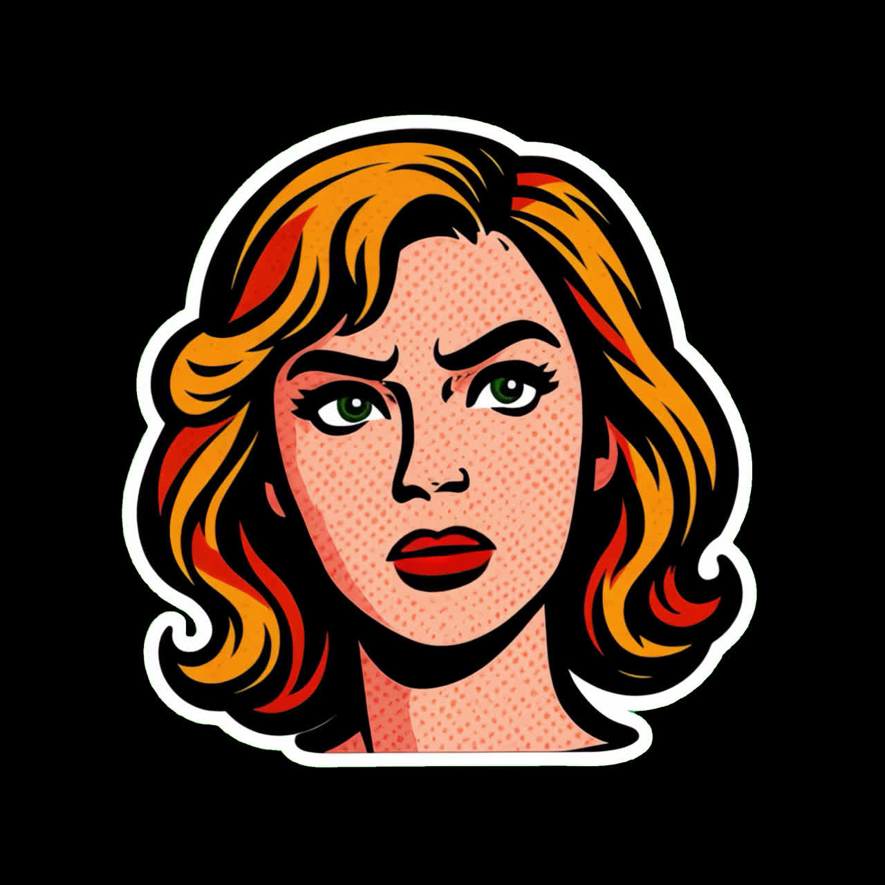 Retro pop female illustration animation isolated asset, transparent 4K video, alpha channel, ProRes