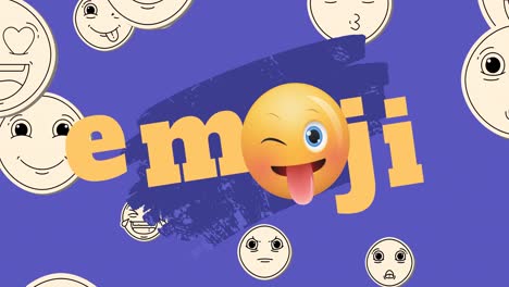 animación de emoji y emoticones que se mueven sobre un fondo violeta