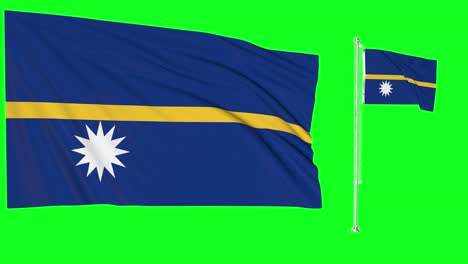 Green-Screen-Waving-Nauru-Flag-or-flagpole