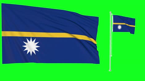 green screen waving nauru flag or flagpole