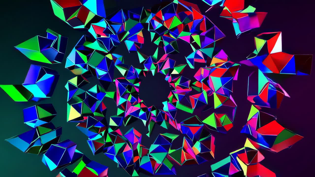 Abstract Geometric Shapes in Vibrant Neon Colors