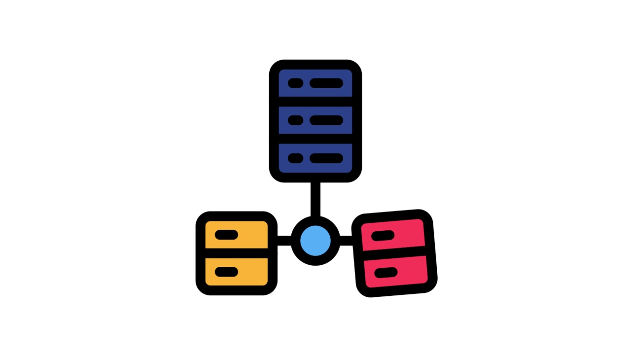 Animated Icon of Server Network and Data Storage