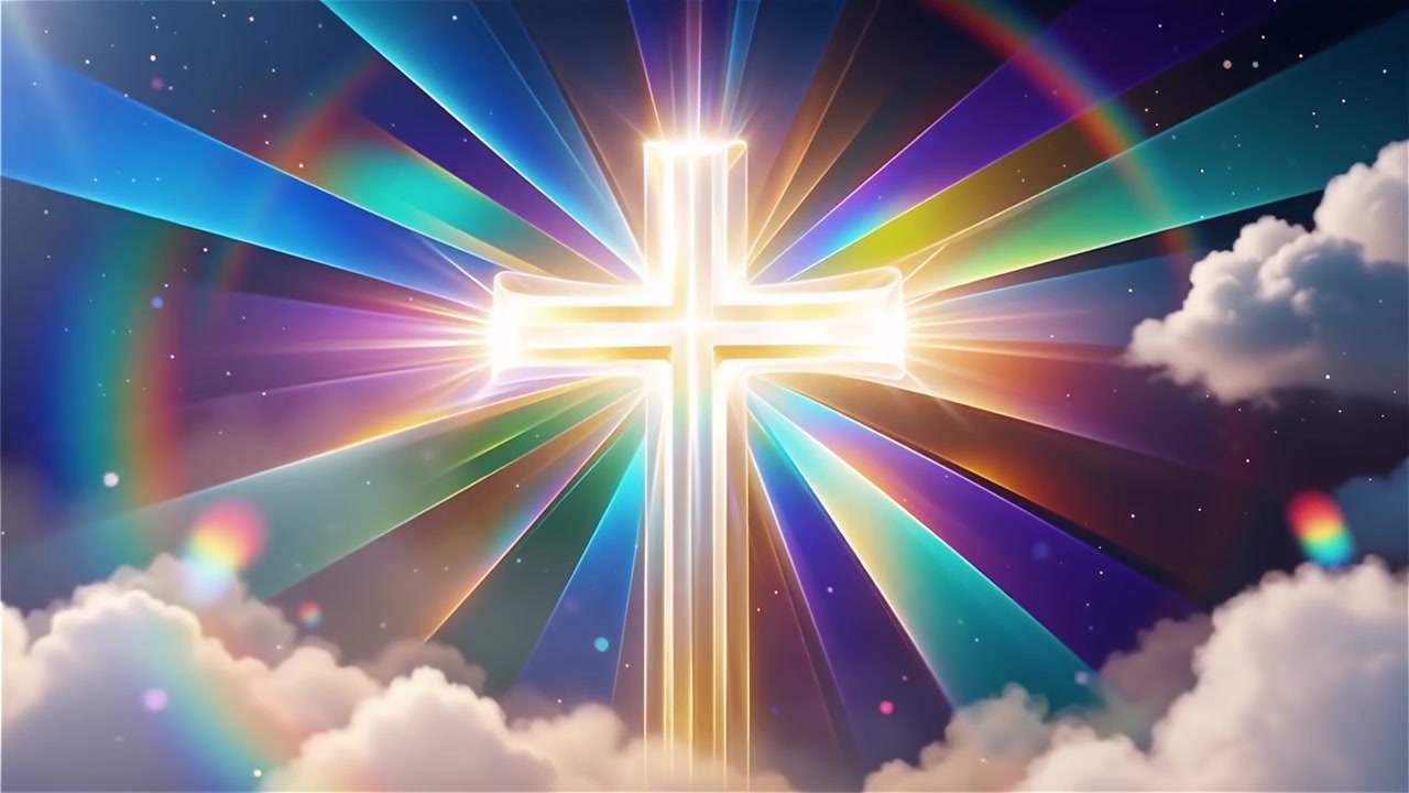 Cruz Cristiana con Luz Celestial, Fondo para Adoración.