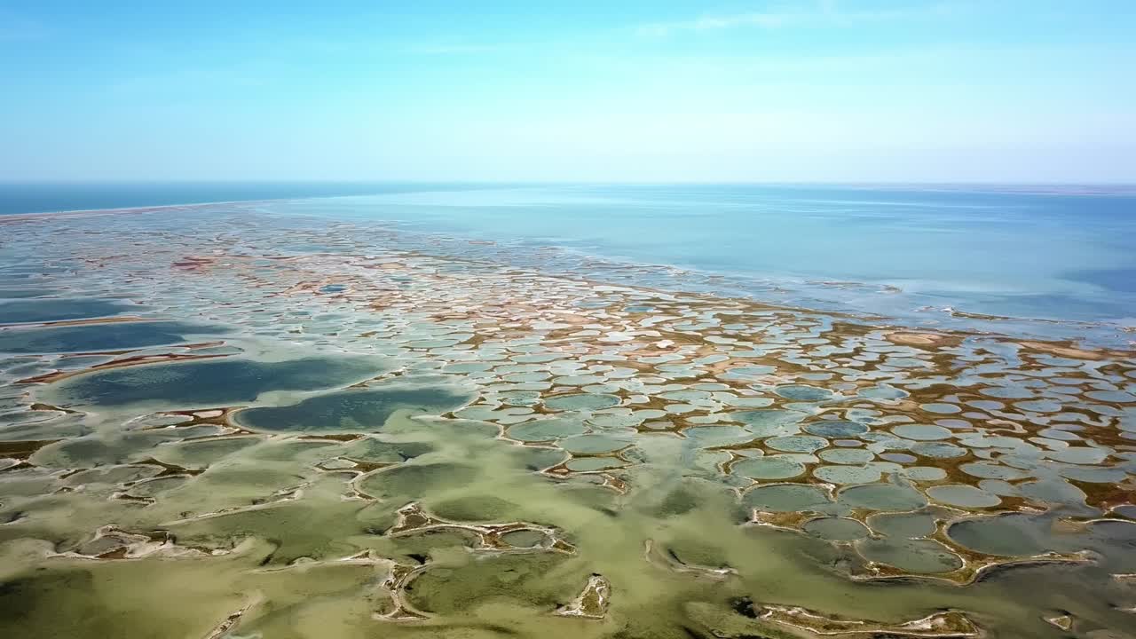 aerial view of round lakes