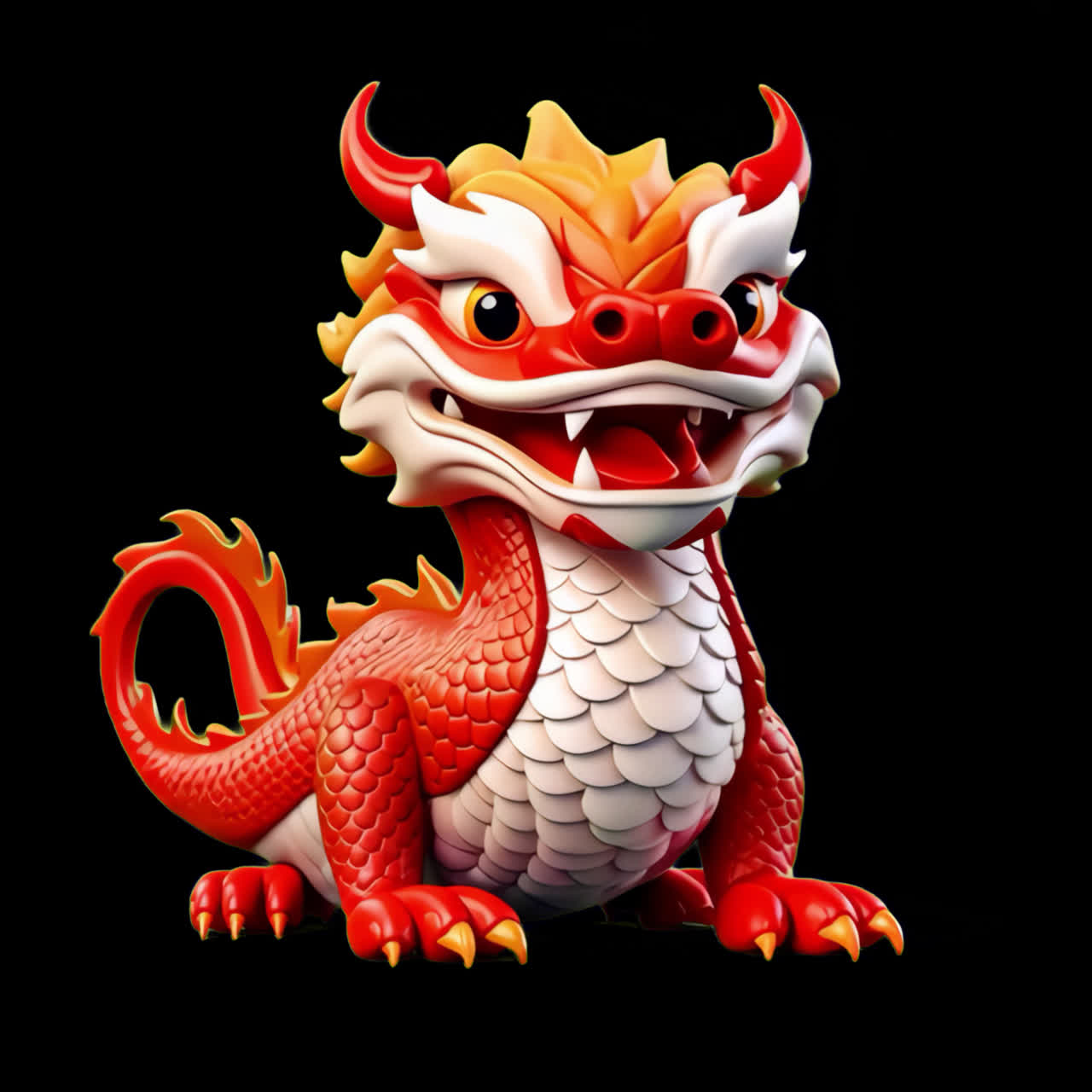 Cute vibrant cartoon dragon animation isolated asset, transparent 4K video, alpha channel, ProRes
