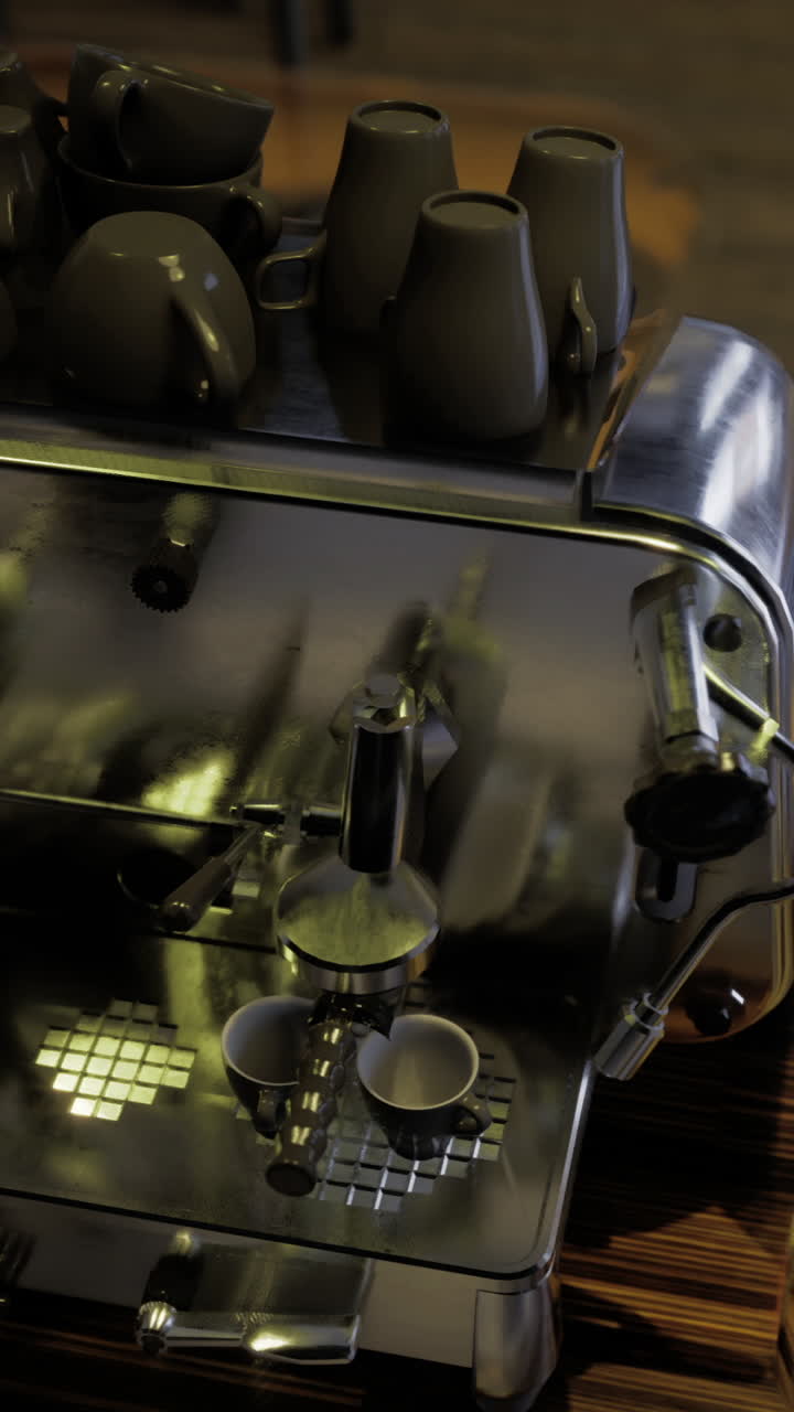 Barista prepares coffee drinks in a cozy cafe with assorted pastries