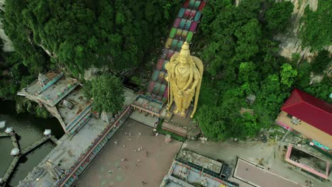 aerial view of batu caves and lord murugan statue in kuala lumpur, malaysia
