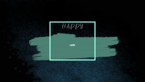 saludo de pascua colorido con trazo de pincel azul y texto verde de feliz pascua