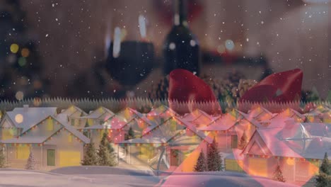 Animation-Von-Fallendem-Schnee-über-Der-Weihnachtlichen-Winterlandschaft