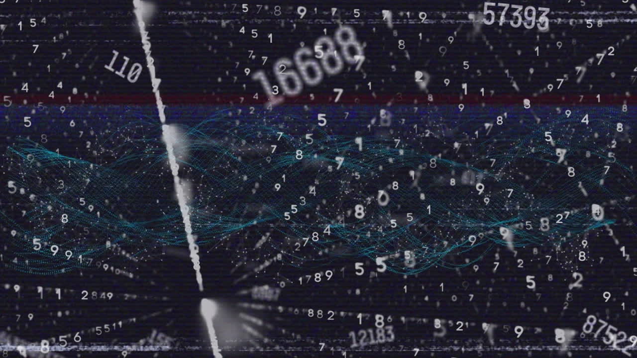 검은색 배경에 있는 dna 줄의 애니메이션과 데이터 처리