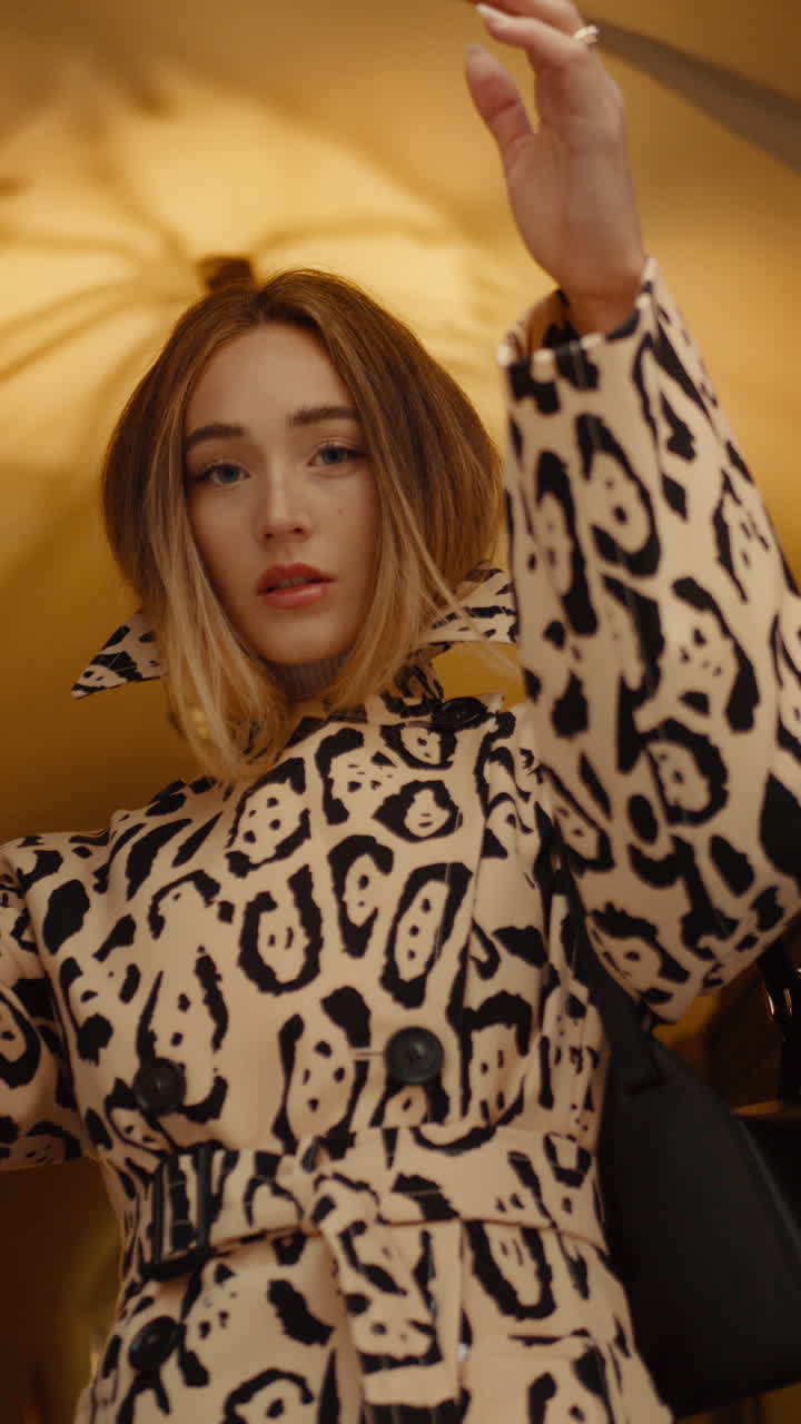 Stylish Woman in Leopard Print Coat