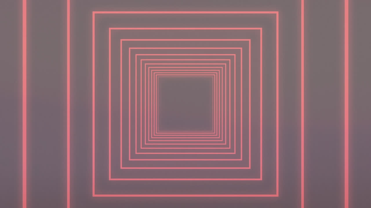 검은 바탕 위에 네온으로 빛나는 터널의 애니메이션