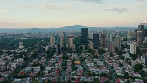 drone shot of guadalajara cityscape at sunset