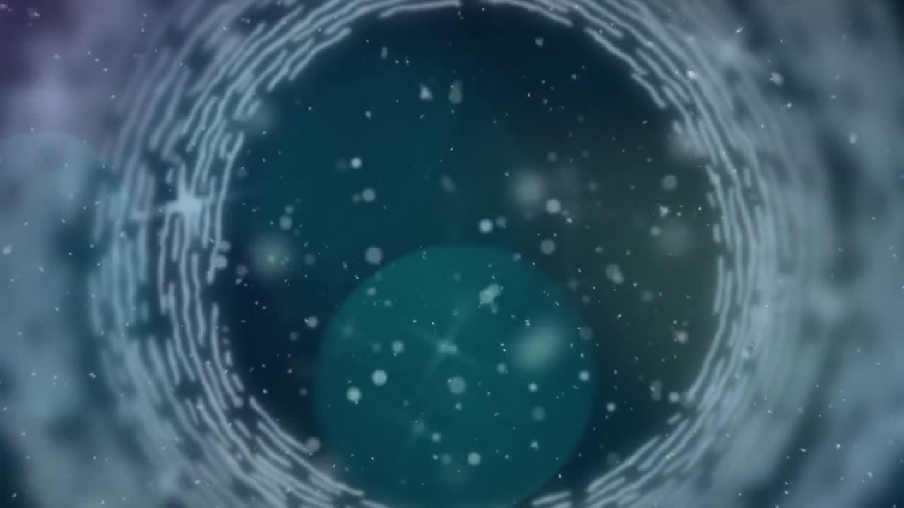 어두운 파란색 배경에 있는 원과 별의 애니메이션