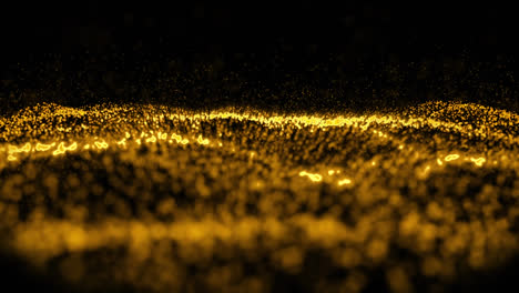 Animación-De-Un-Paisaje-Granular-Dorado-Brillante-Y-Ondulado-Sobre-Fondo-Negro