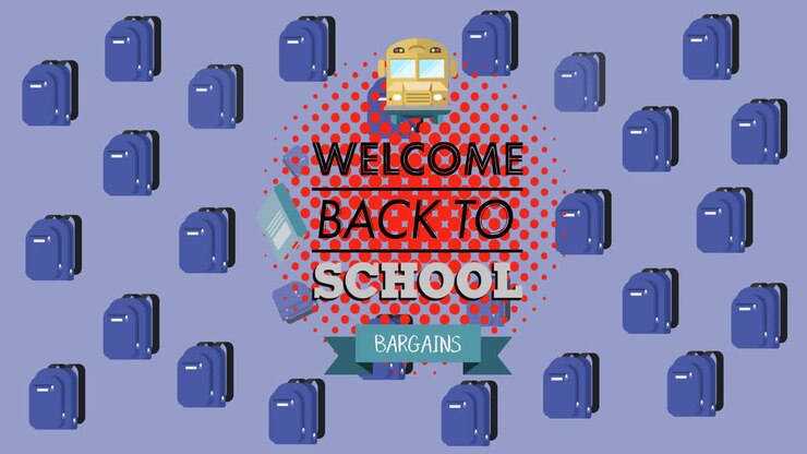 Animation of back to school text over school items icons