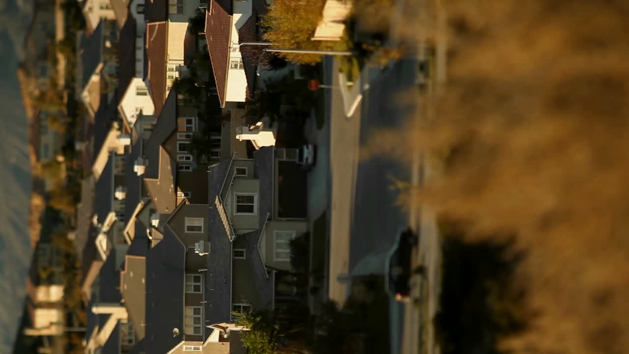 고급 교외 이웃의 추상 옆으로 샷