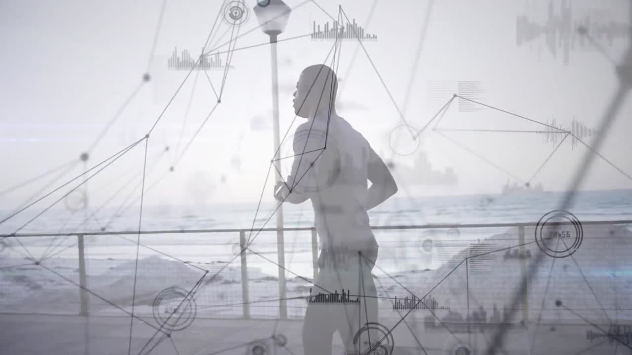 анимация сети соединений и обработка данных над человеком